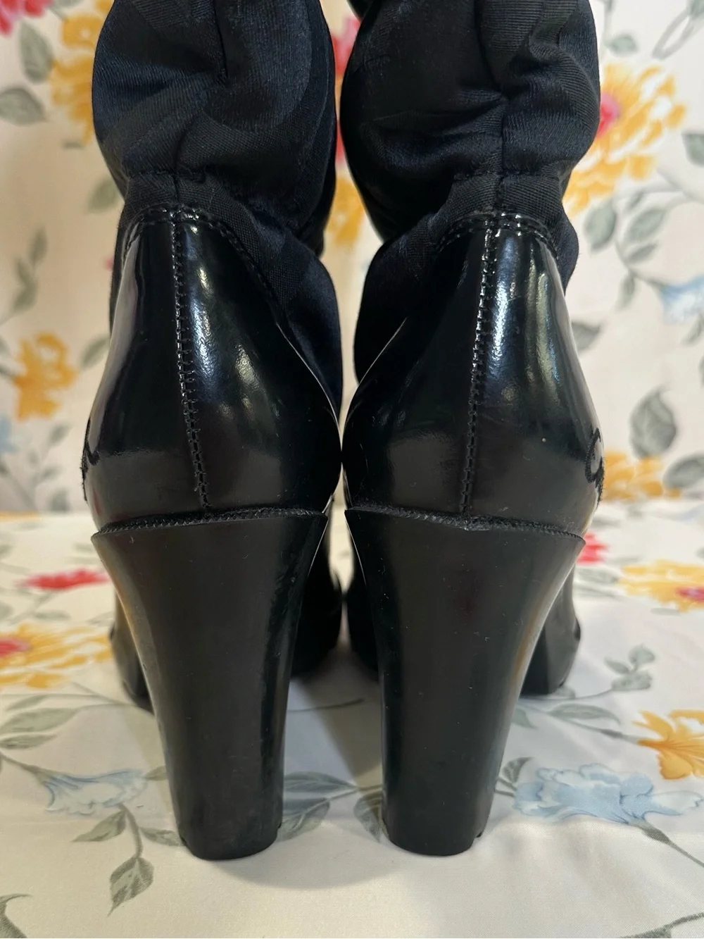 COACH LORYN Q385 BLACK QUILTED INSULATED HIGH HEEL BOOT